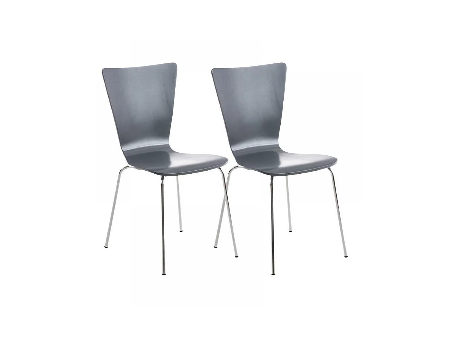 Lot de 2  Chaise de conférence - Bois & Blanc - Gris - Aaron