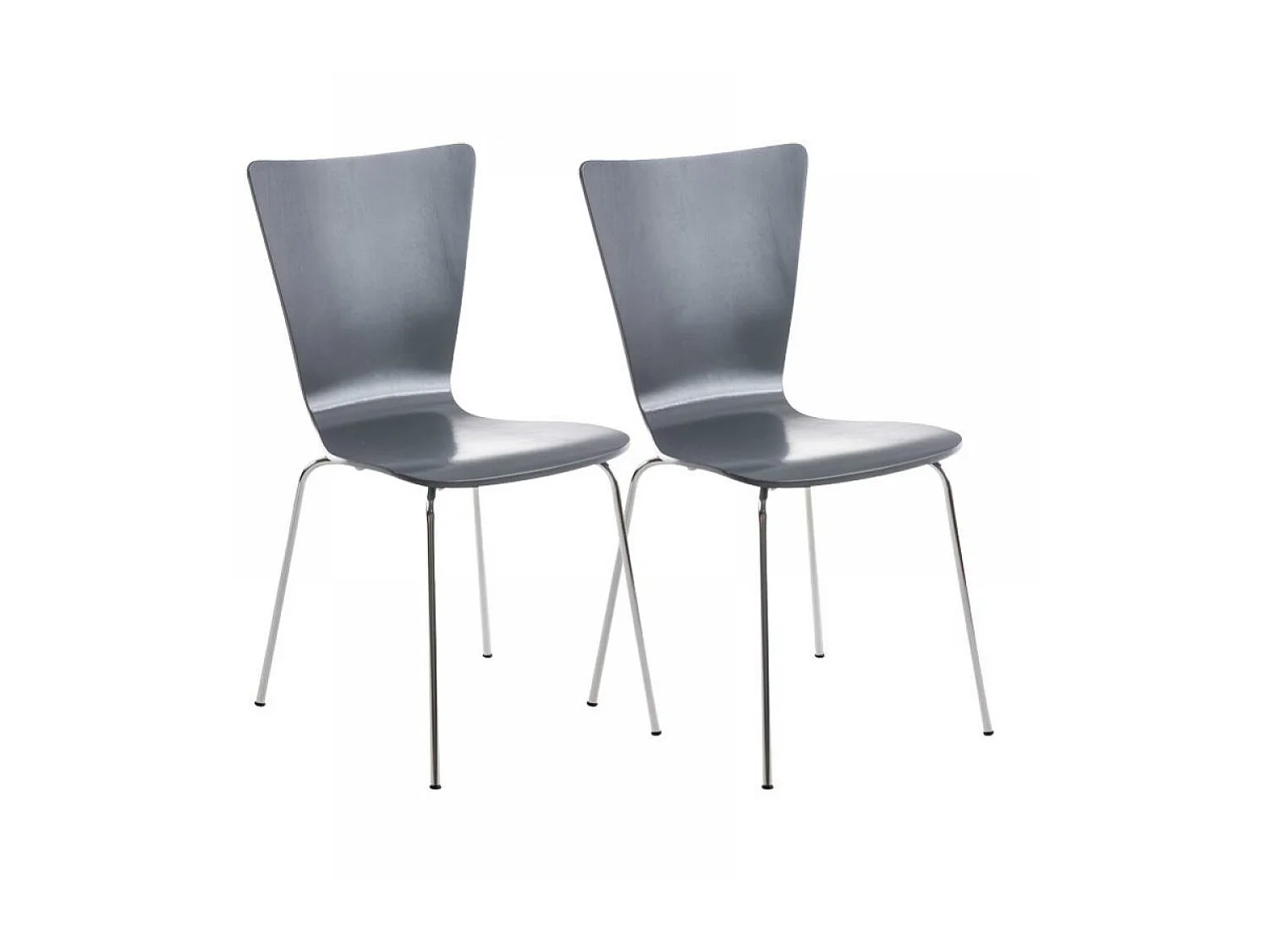 Lot de 2  Chaise de conférence - Bois & Blanc - Gris - Aaron