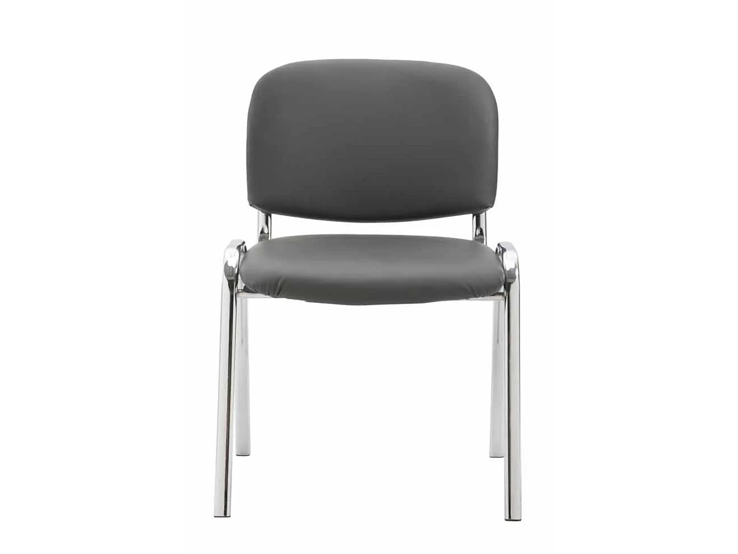 Lot de 4  Chaise de conférence - Similicuir & Métal chromé - Gris - Ken