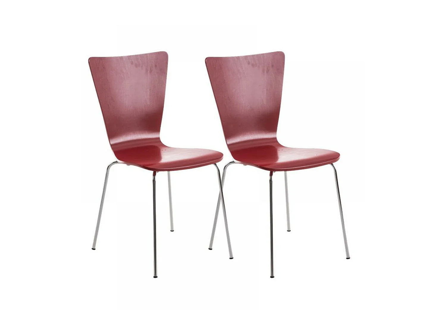 Lot de 2  Chaise de conférence - Bois & Blanc - Rouge - Aaron