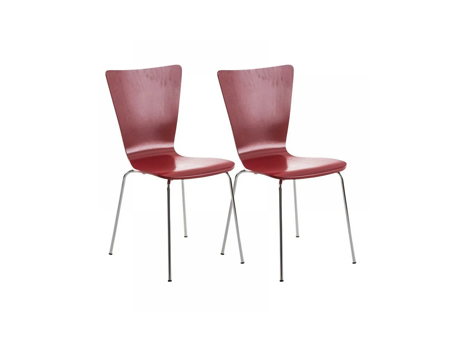 Lot de 2  Chaise de conférence - Bois & Blanc - Rouge - Aaron