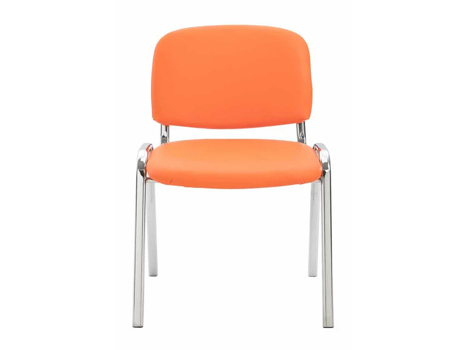 Lot de 4  Chaise de conférence - Similicuir & Métal chromé - Orange - Ken