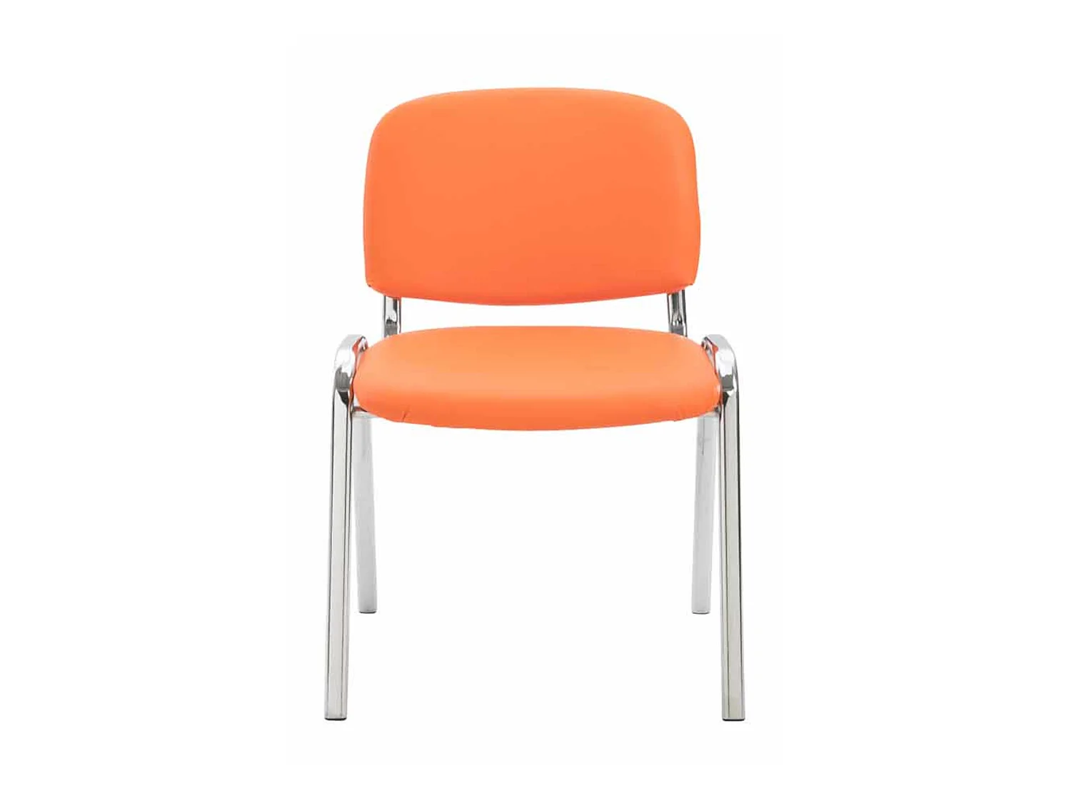 Lot de 4  Chaise de conférence - Similicuir & Métal chromé - Orange - Ken