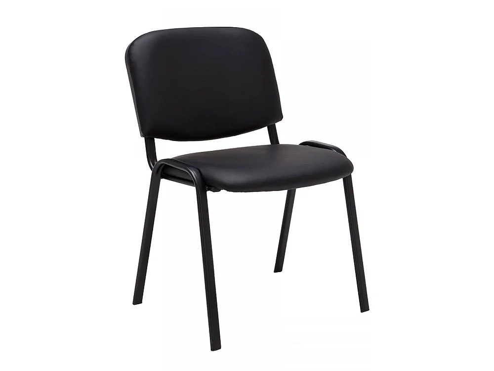 Lot de 6  Chaise de conférence - Similicuir & Métal noir mat - Noir - Ken