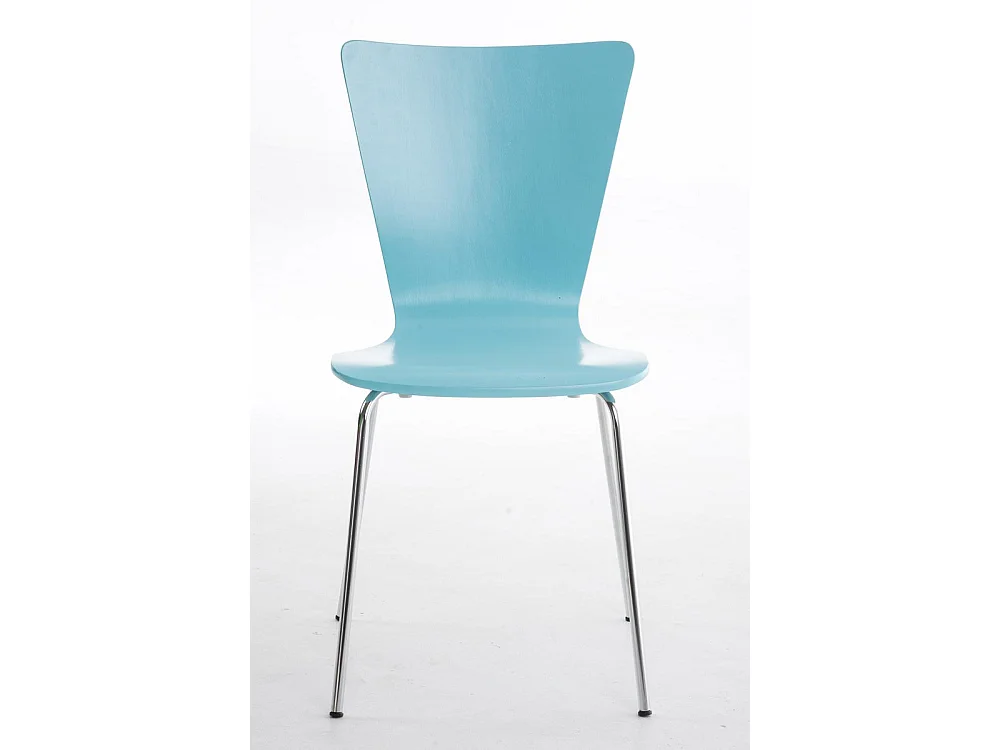 Lot de 4  Chaise de conférence - Bois & Métal chromé - Bleu clair - Aaron