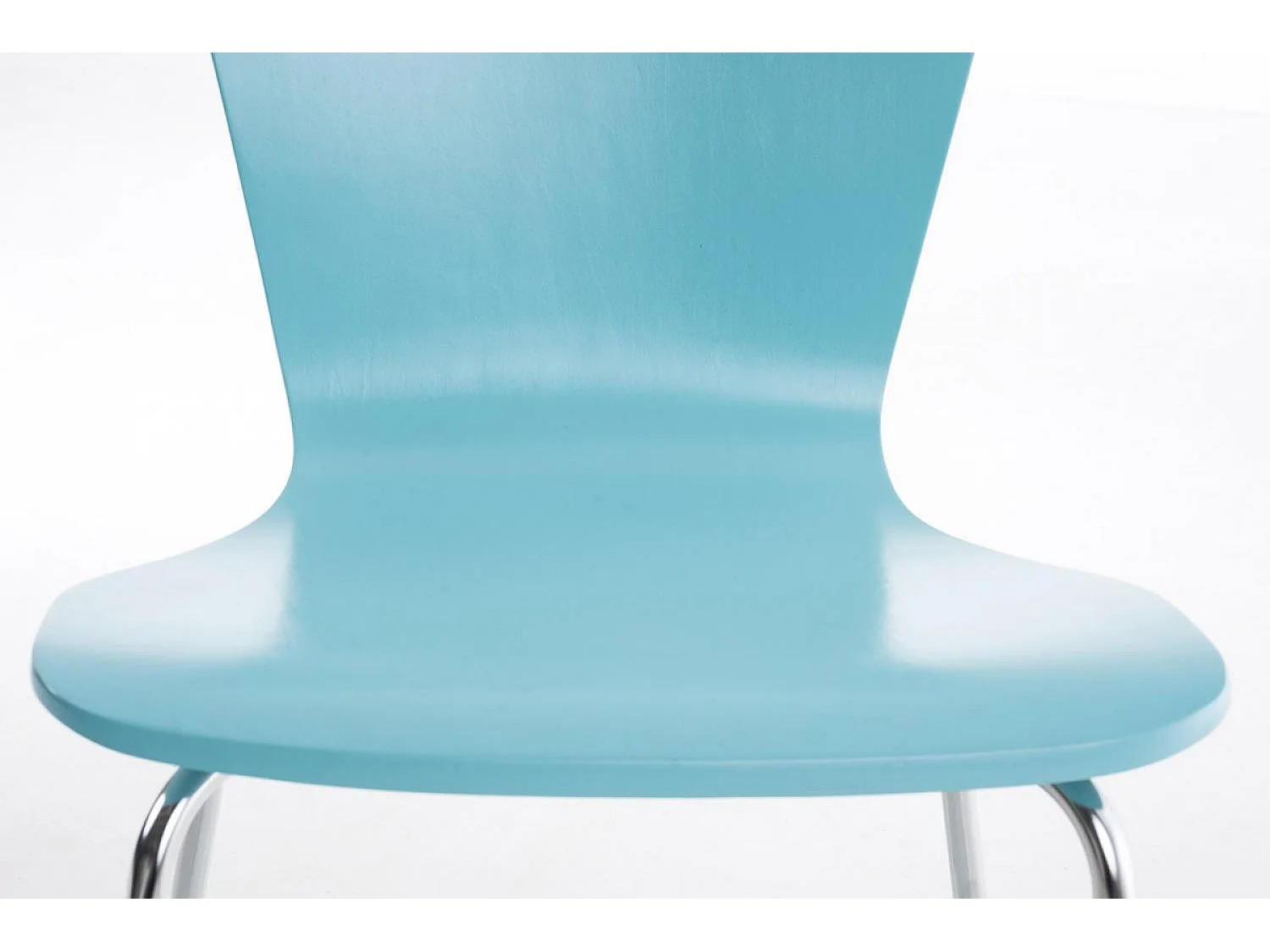 Lot de 4  Chaise de conférence - Bois & Métal chromé - Bleu clair - Aaron