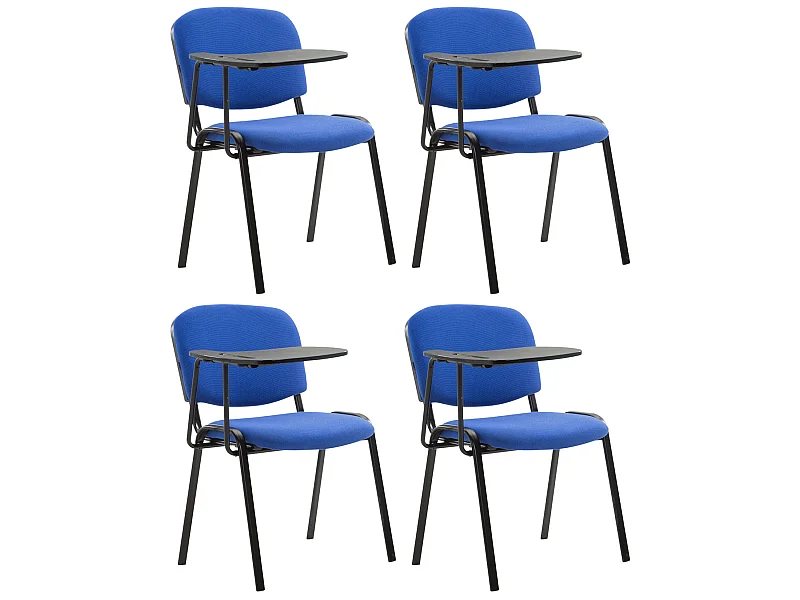 Set van 4  Conferentiestoelen - Stof & Metaal mat zwart - blauw - Ken
