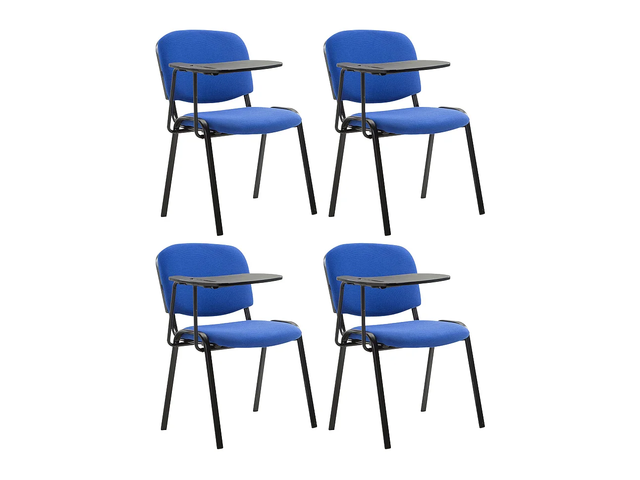 Lot de 4  Chaise de conférence - Tissu & Métal noir mat - Bleu - Ken