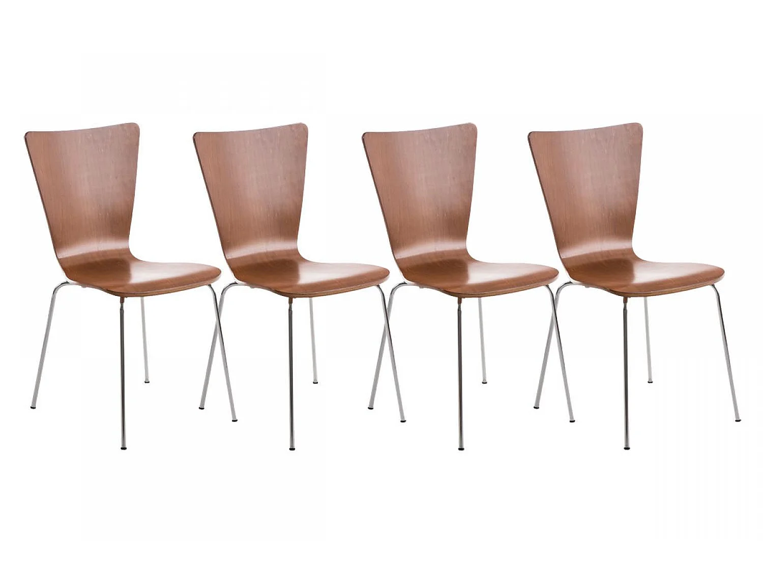 Lot de 4  Chaise de conférence - Bois & Blanc - Marron - Aaron