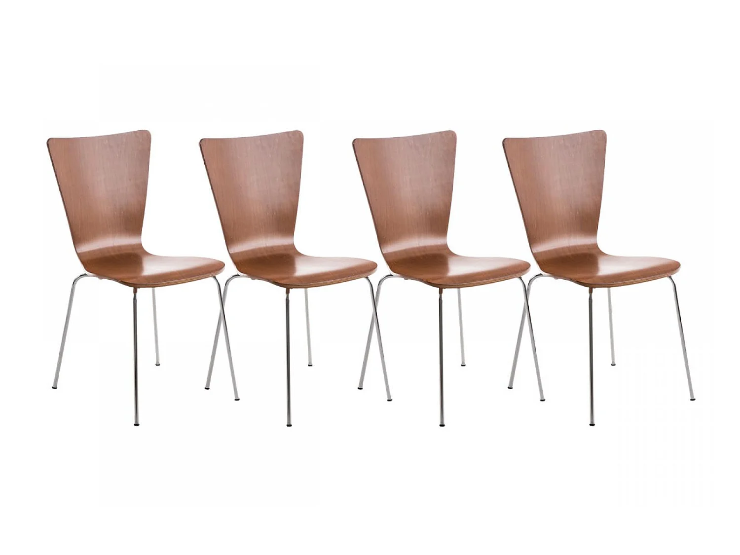 Lot de 4  Chaise de conférence - Bois & Blanc - Marron - Aaron