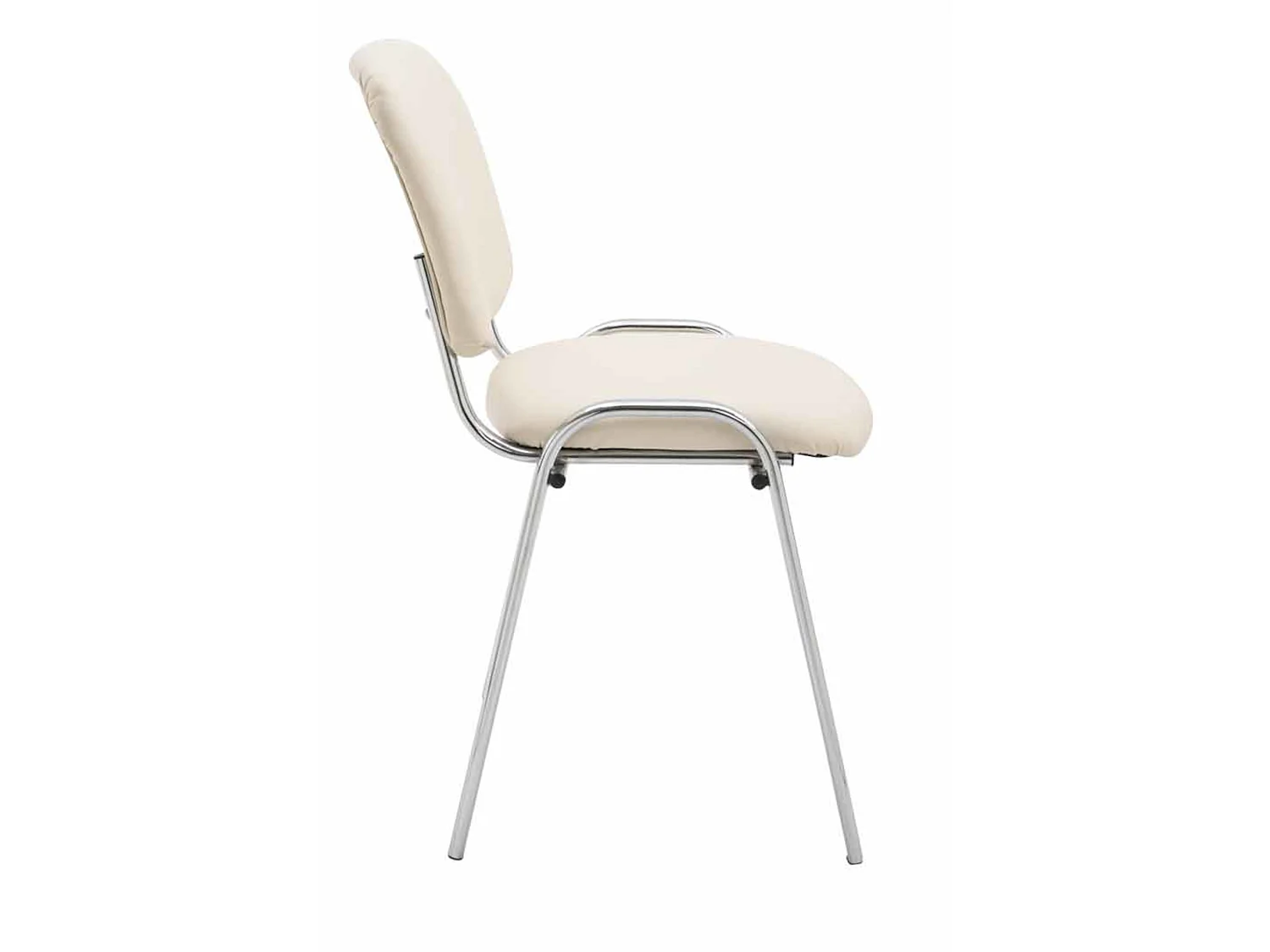 Lot de 4  Chaise de conférence - Similicuir & Métal chromé - Crème - Ken