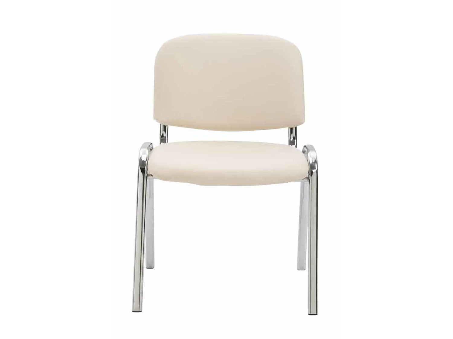 Lot de 4  Chaise de conférence - Similicuir & Métal chromé - Crème - Ken