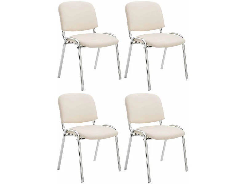 Lot de 4  Chaise de conférence - Similicuir - Crème - Ken