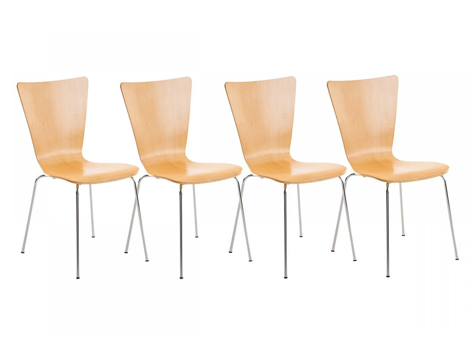 Lot de 4  Chaise de conférence - Bois & Blanc - Nature - Aaron