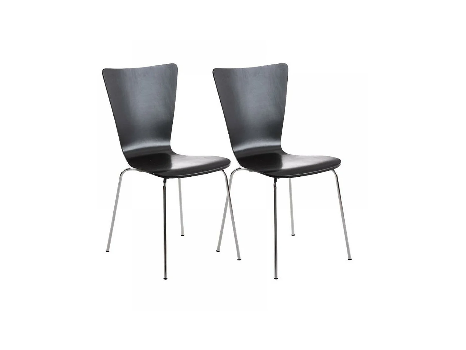 Lot de 2  Chaise de conférence - Bois & Blanc - Noir - Aaron
