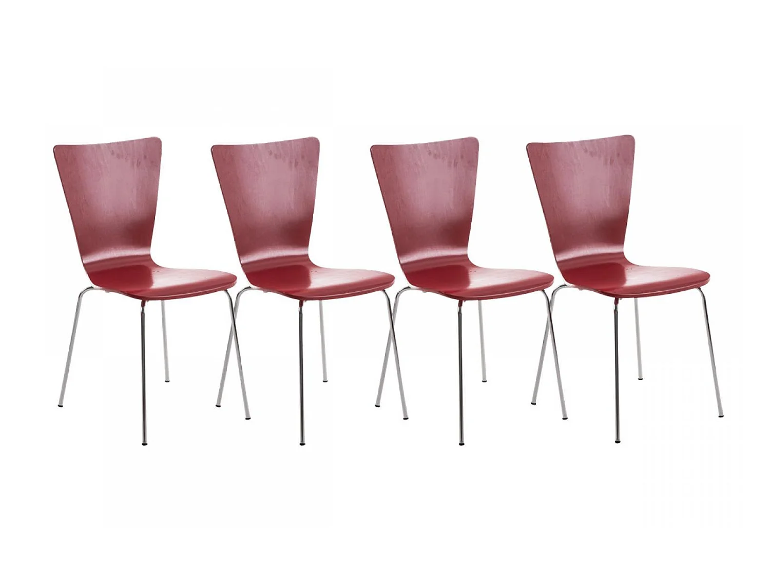 Lot de 4  Chaise de conférence - Bois & Nature - Rouge - Aaron