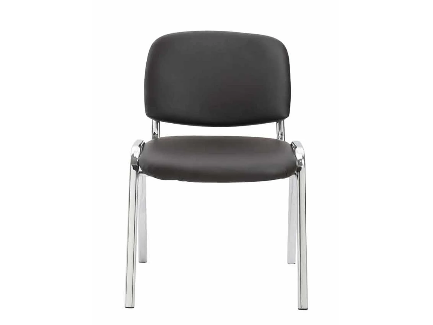 Lot de 4  Chaise de conférence - Similicuir & Métal chromé - Marron - Ken