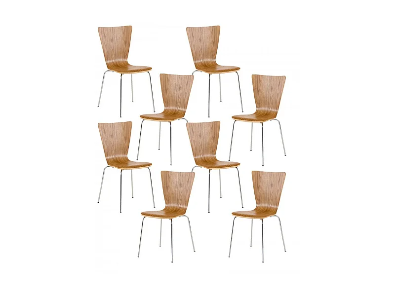 Lot de 8  Chaise de conférence - Bois & Gris - Chêne - Aaron