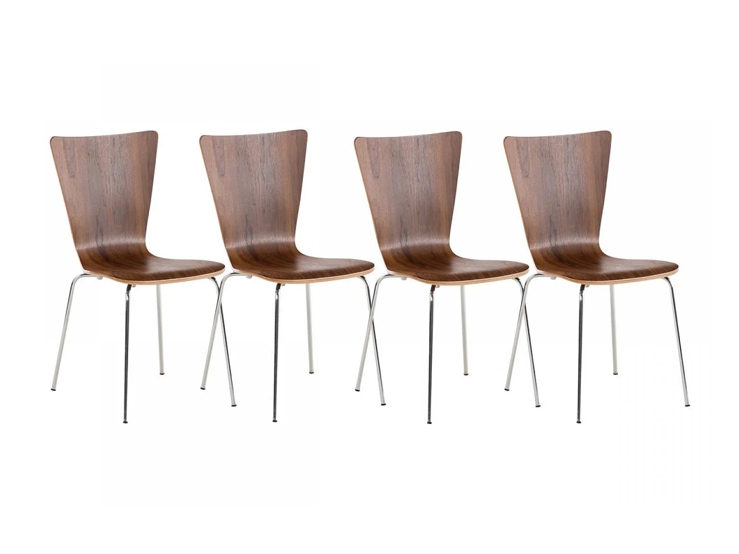 Lot de 4  Chaise de conférence - Bois & Gris - Noyer - Aaron