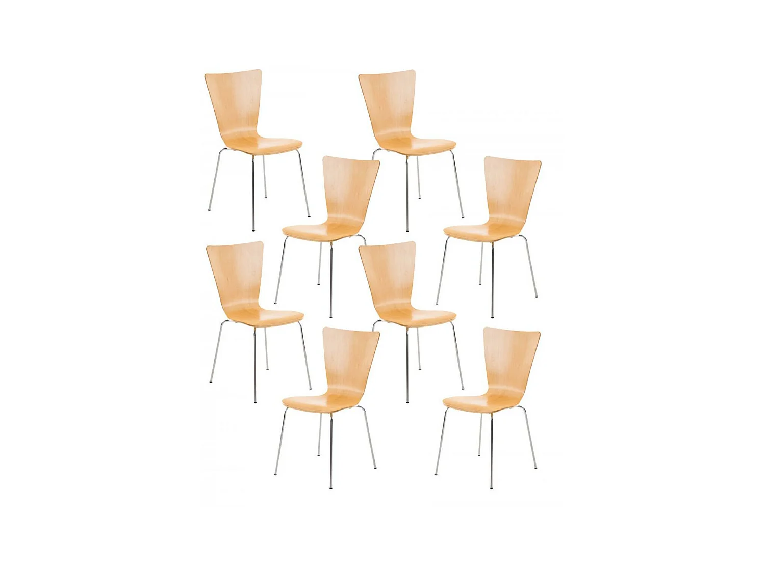 Lot de 8  Chaise de conférence - Bois & Blanc - Nature - Aaron