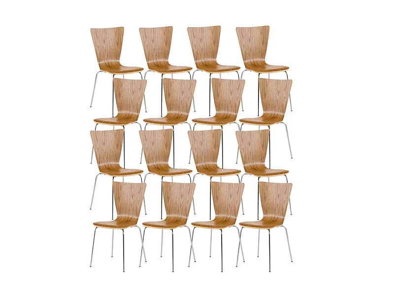 Lot de 16  Chaise de conférence - Bois & Gris - Chêne - Aaron