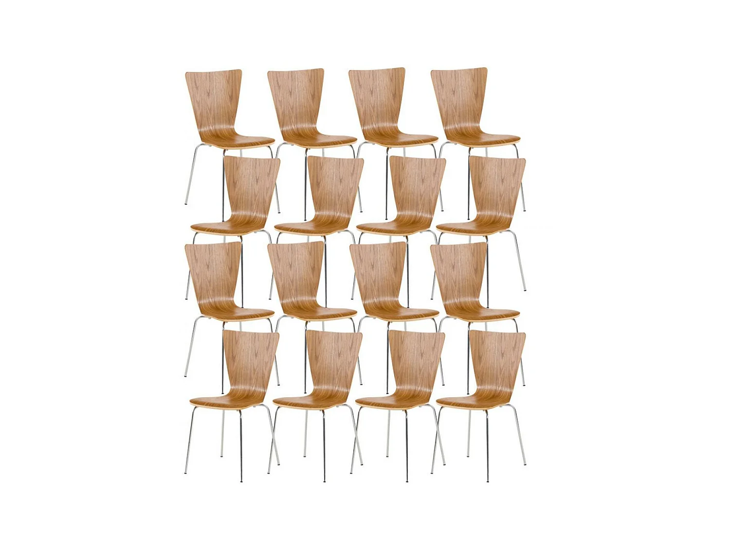 Lot de 16  Chaise de conférence - Bois & Gris - Chêne - Aaron