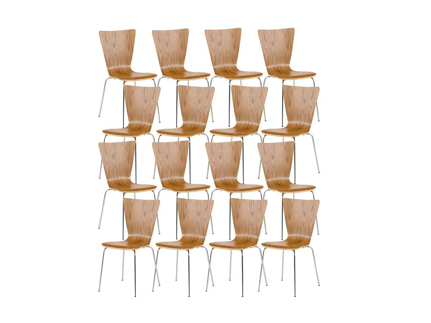 Lot de 16  Chaise de conférence - Bois & Gris - Chêne - Aaron