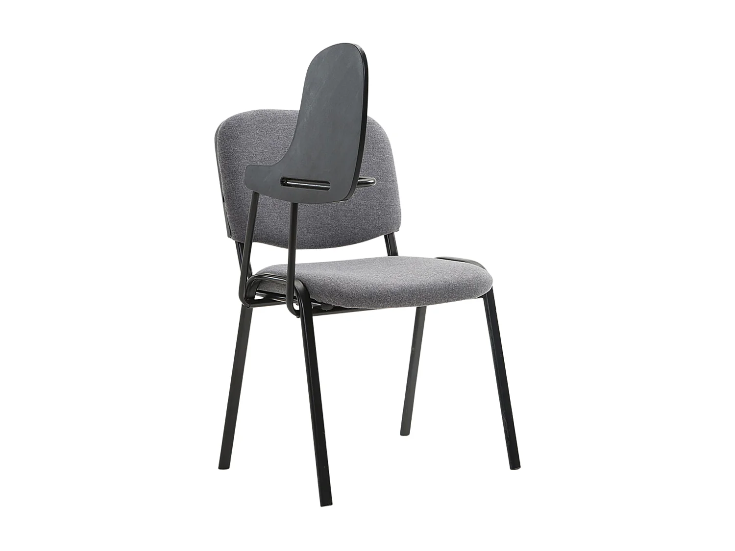 Lot de 4  Chaise de conférence - Tissu & Métal noir mat - Gris - Ken