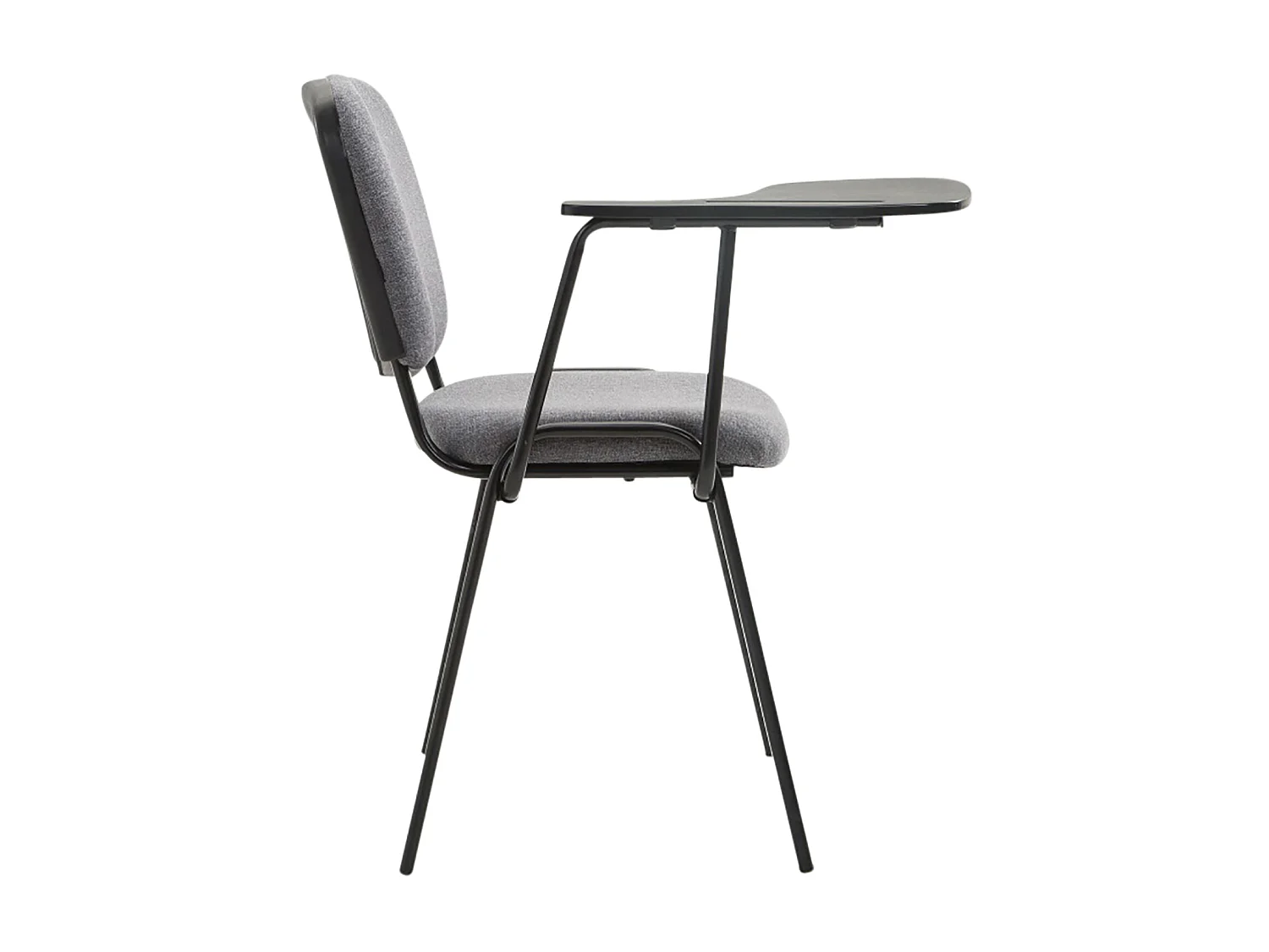 Lot de 4  Chaise de conférence - Tissu & Métal noir mat - Gris - Ken