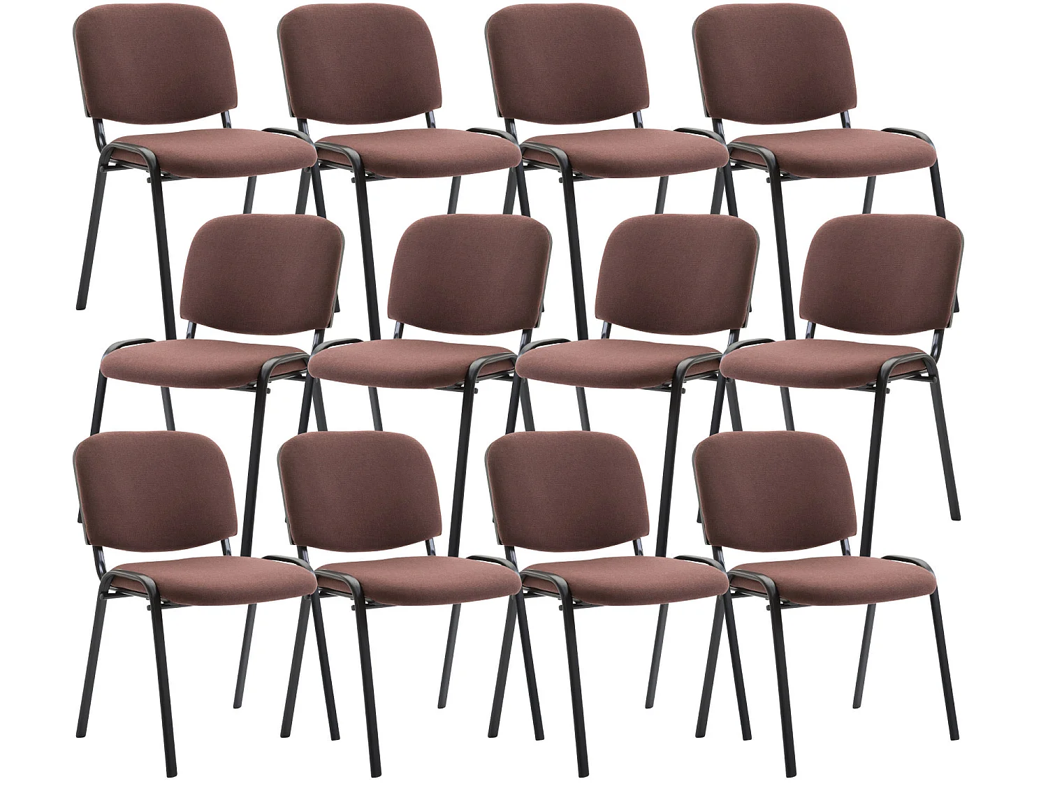 Lot de 12  Chaise de conférence - Tissu & Métal - Marron - Ken