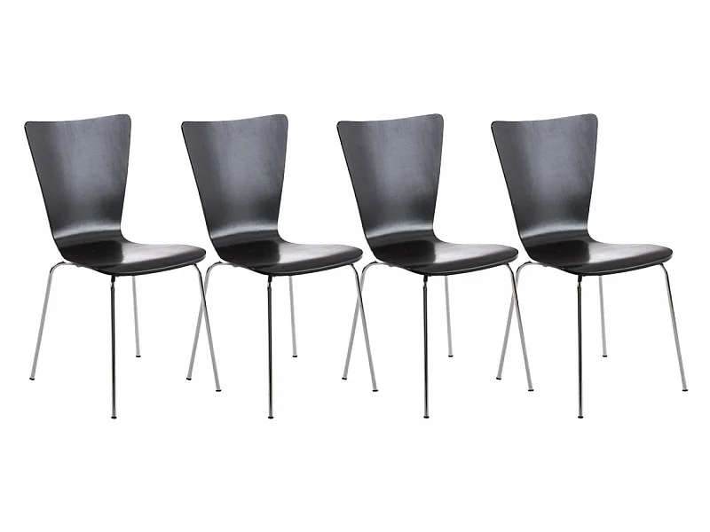 Lot de 4  Chaise de conférence - Bois & Blanc - Noir - Aaron