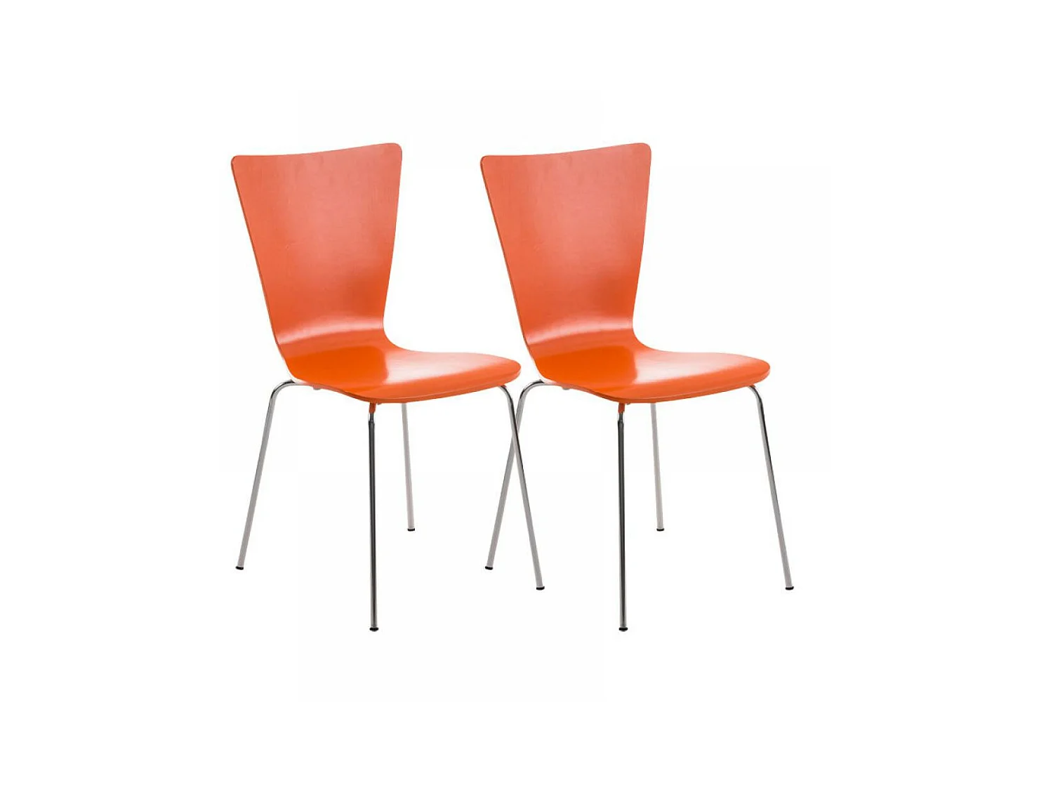 Lot de 2  Chaise de conférence - Bois & Blanc - Orange - Aaron
