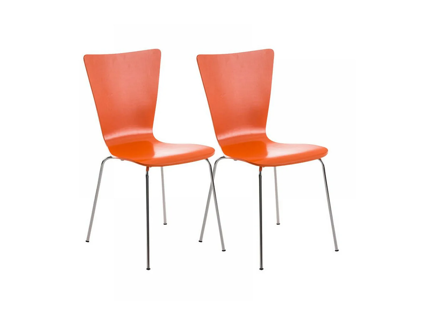 Lot de 2  Chaise de conférence - Bois & Blanc - Orange - Aaron