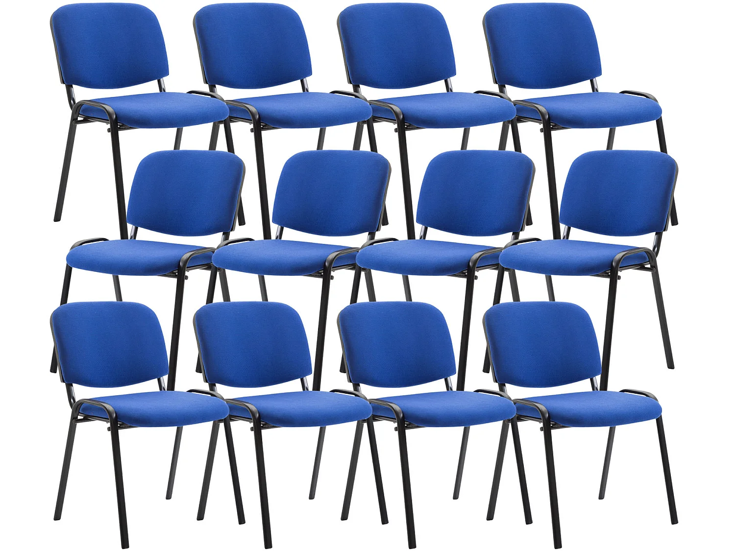 Lot de 12  Chaise de conférence - Tissu & Métal - Bleu - Ken