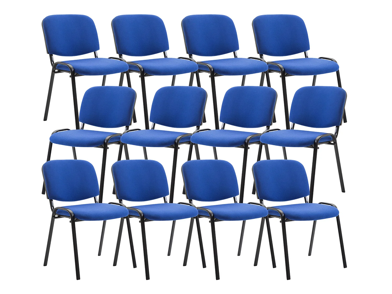 Lot de 12  Chaise de conférence - Tissu & Métal - Bleu - Ken
