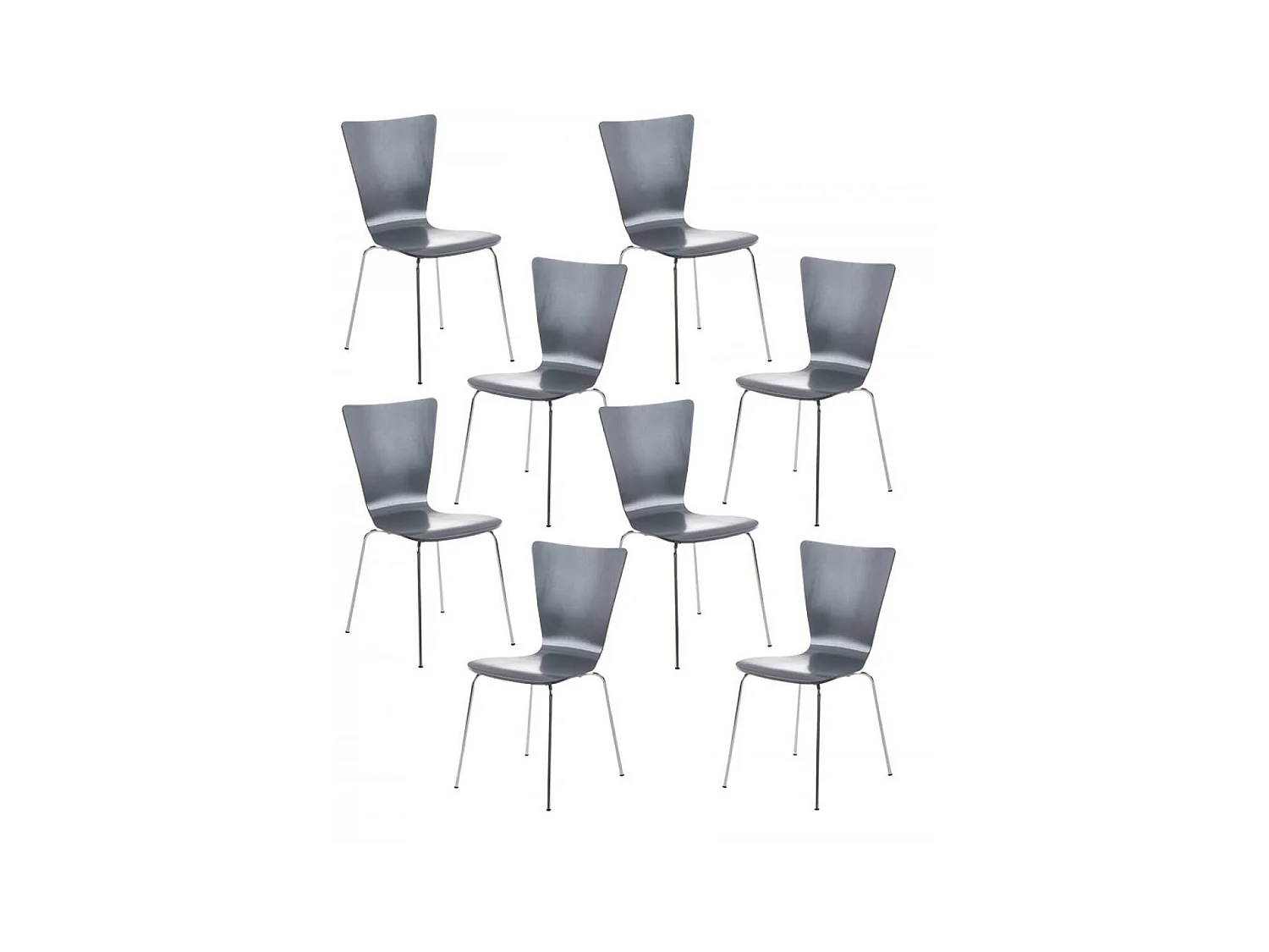 Lot de 8  Chaise de conférence - Bois & Blanc - Gris - Aaron