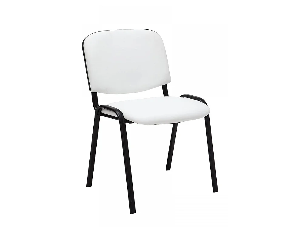 Lot de 6  Chaise de conférence - Similicuir & Métal noir mat - Blanc - Ken