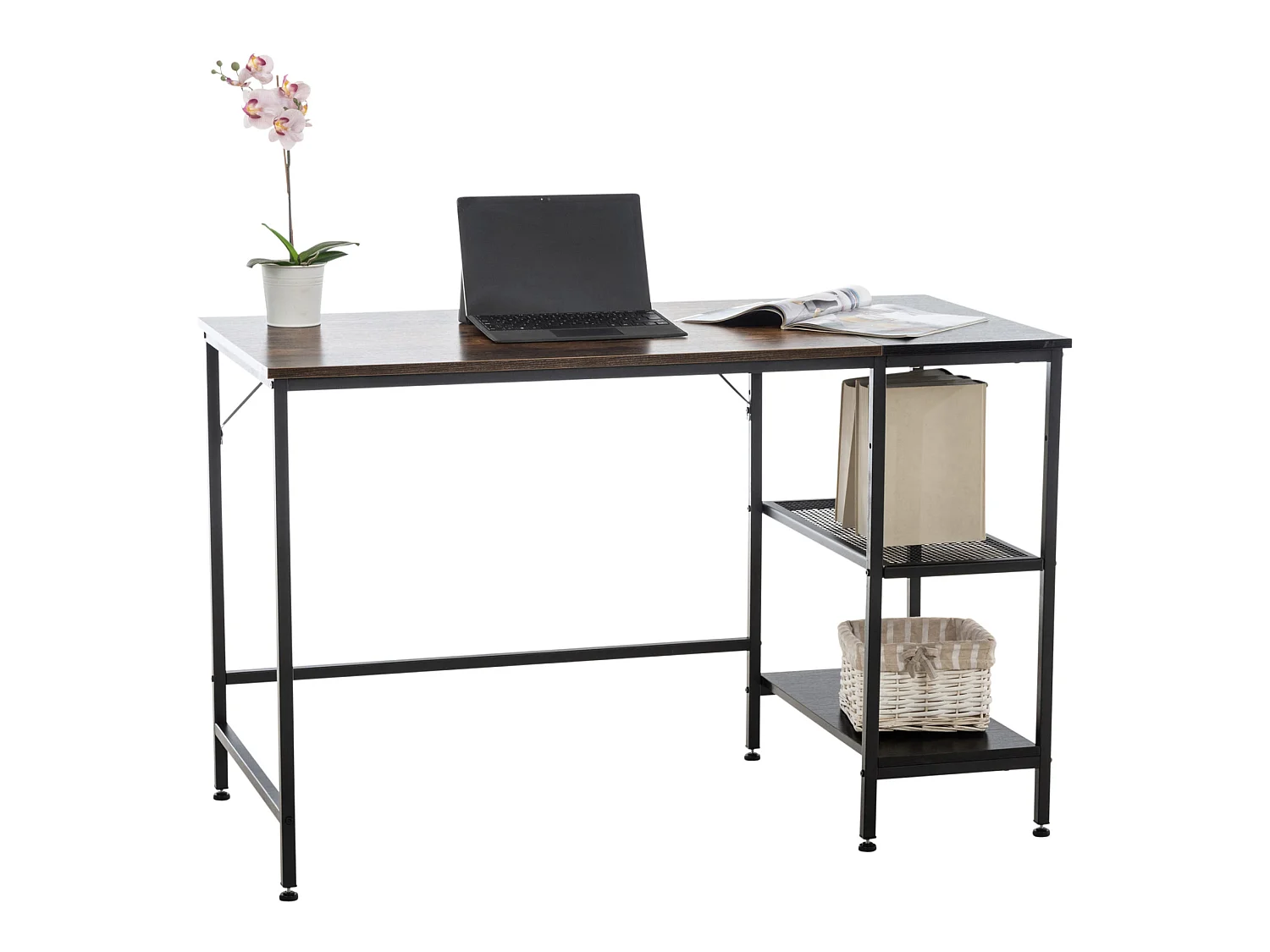 table de bureau - Bois - Noir / Marron - 120cm Oviedo