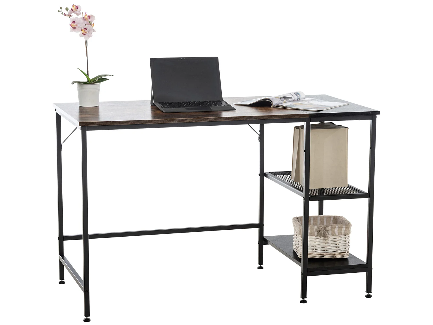 bureautafel - Hout - zwart/bruin - 120cm Oviedo