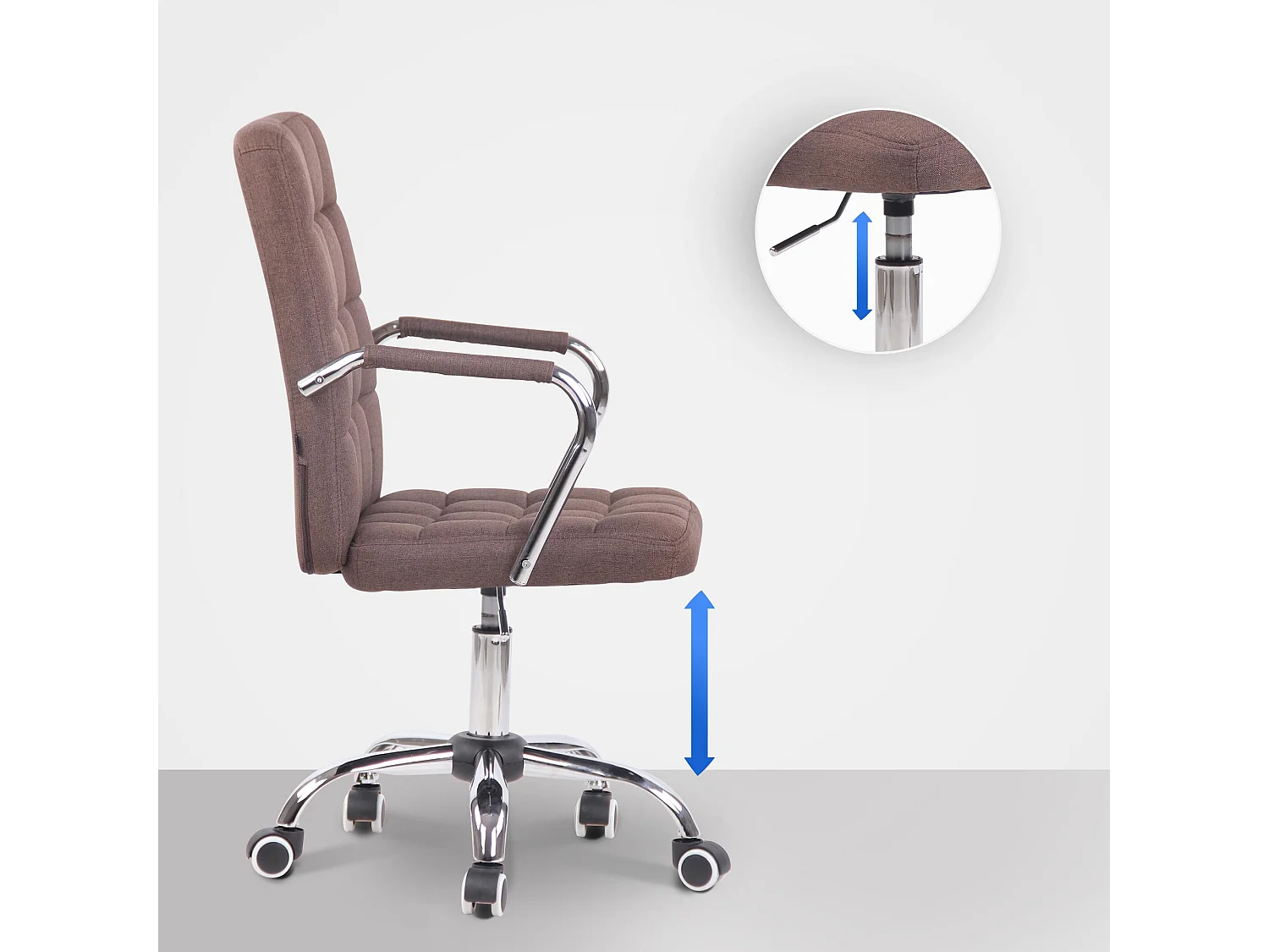 Chaise de bureau - Tissu & Métal chromé - Marron - Terni