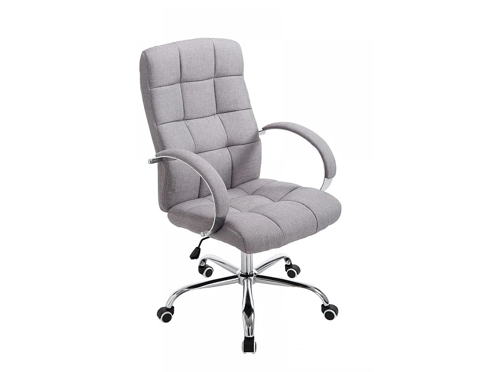 Chaise de bureau - Tissu & Métal chromé - Gris - Mikos