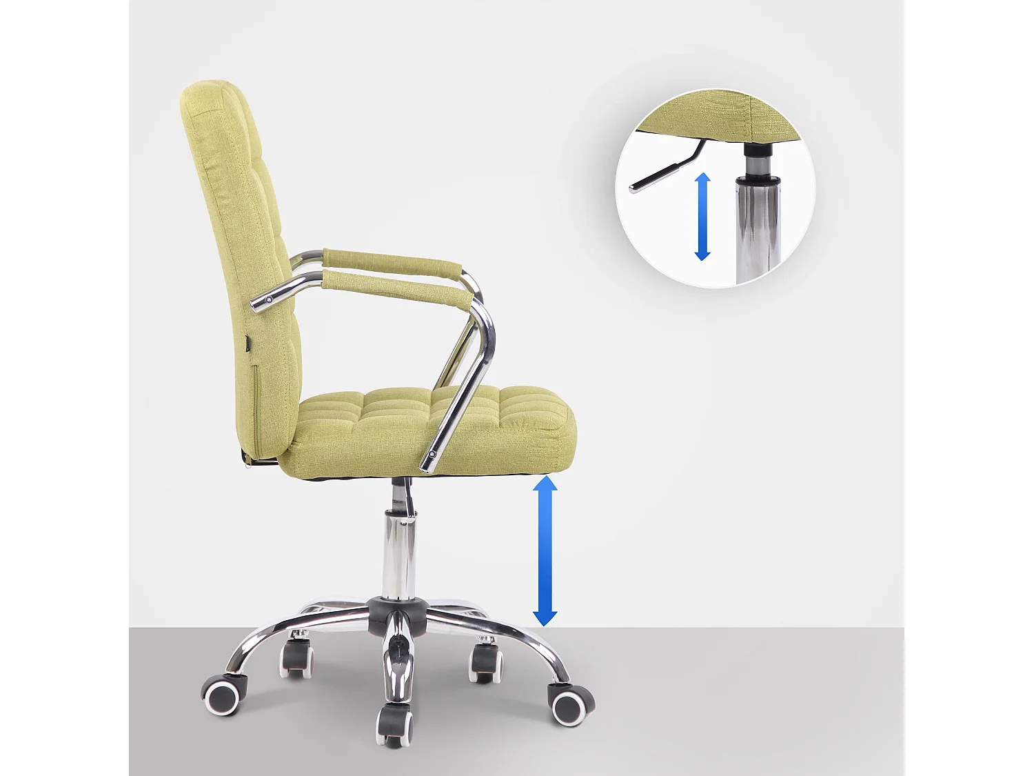 Chaise de bureau - Tissu & Métal chromé - Vert - Terni