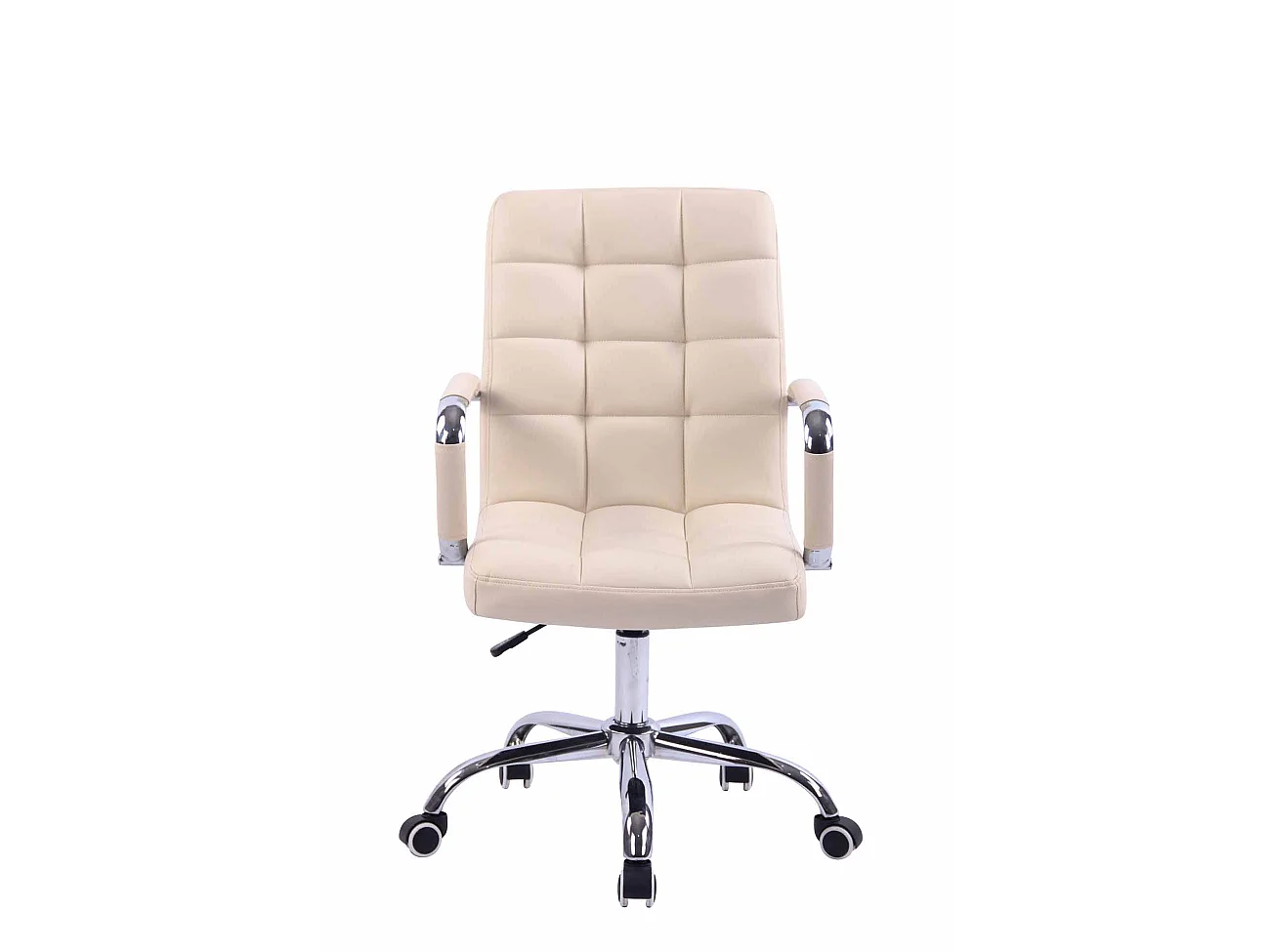 Chaise de bureau - Similicuir & Métal chromé - Crème - Deli