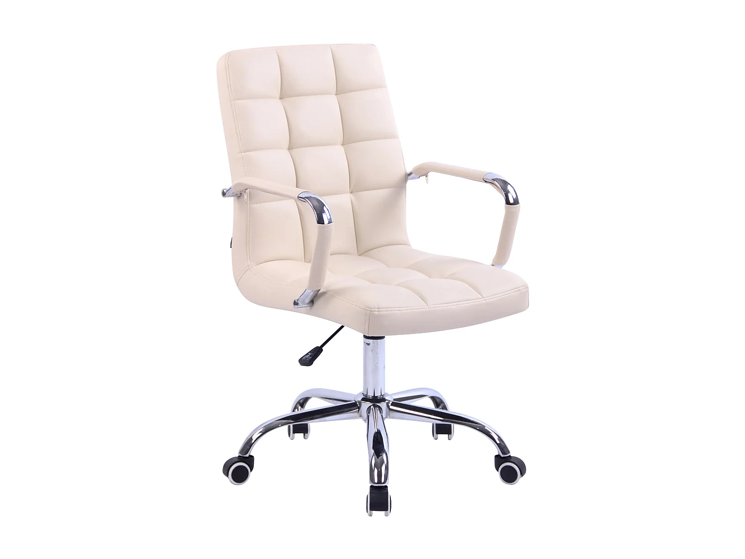 Chaise de bureau - Similicuir & Métal chromé - Crème - Deli