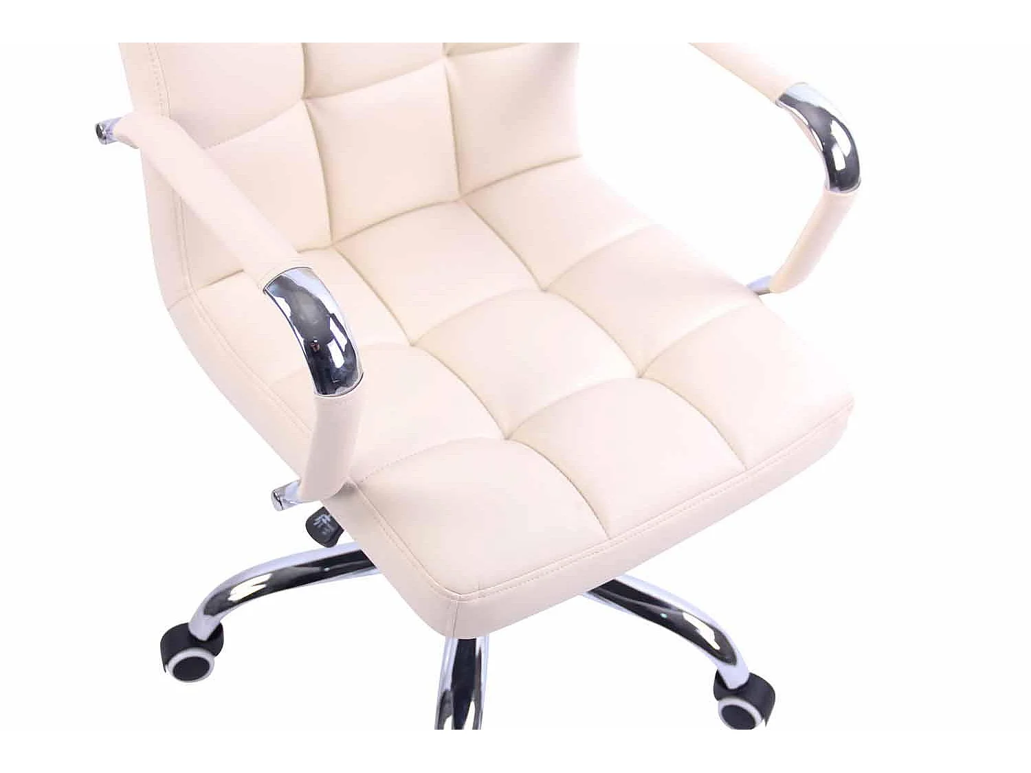 Chaise de bureau - Similicuir & Métal chromé - Crème - Deli