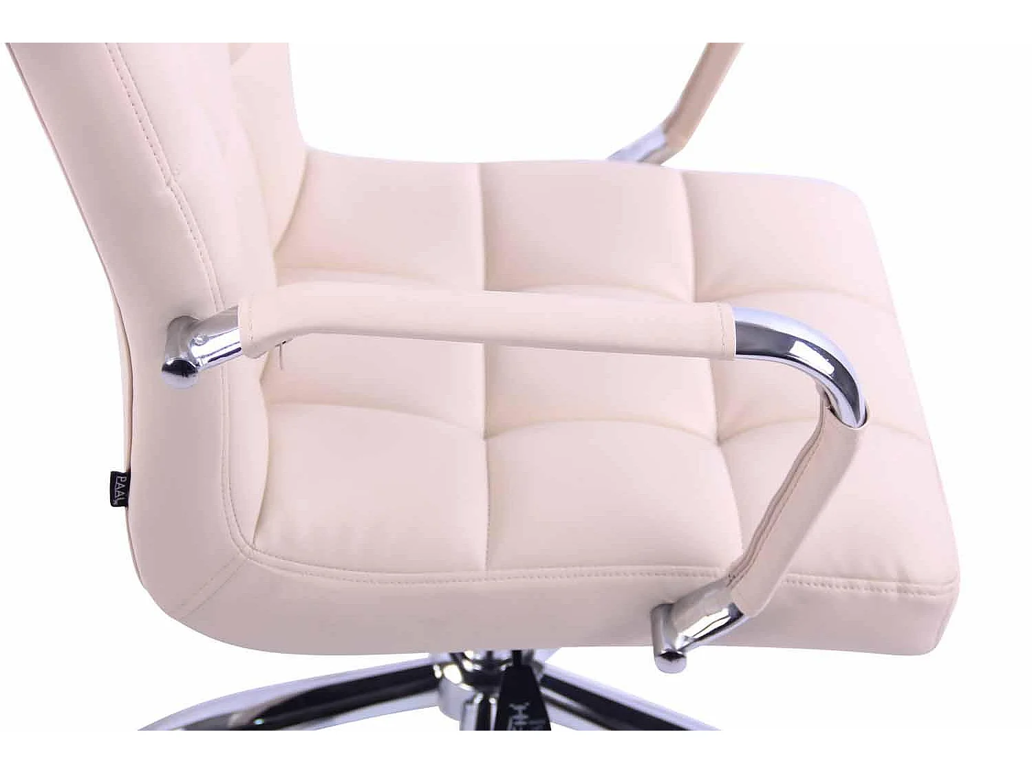 Chaise de bureau - Similicuir & Métal chromé - Crème - Deli