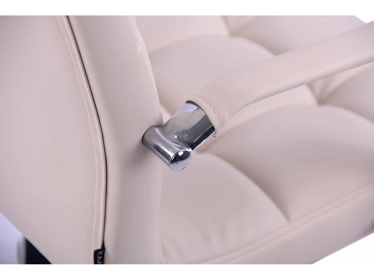 Chaise de bureau - Similicuir & Métal chromé - Crème - Deli