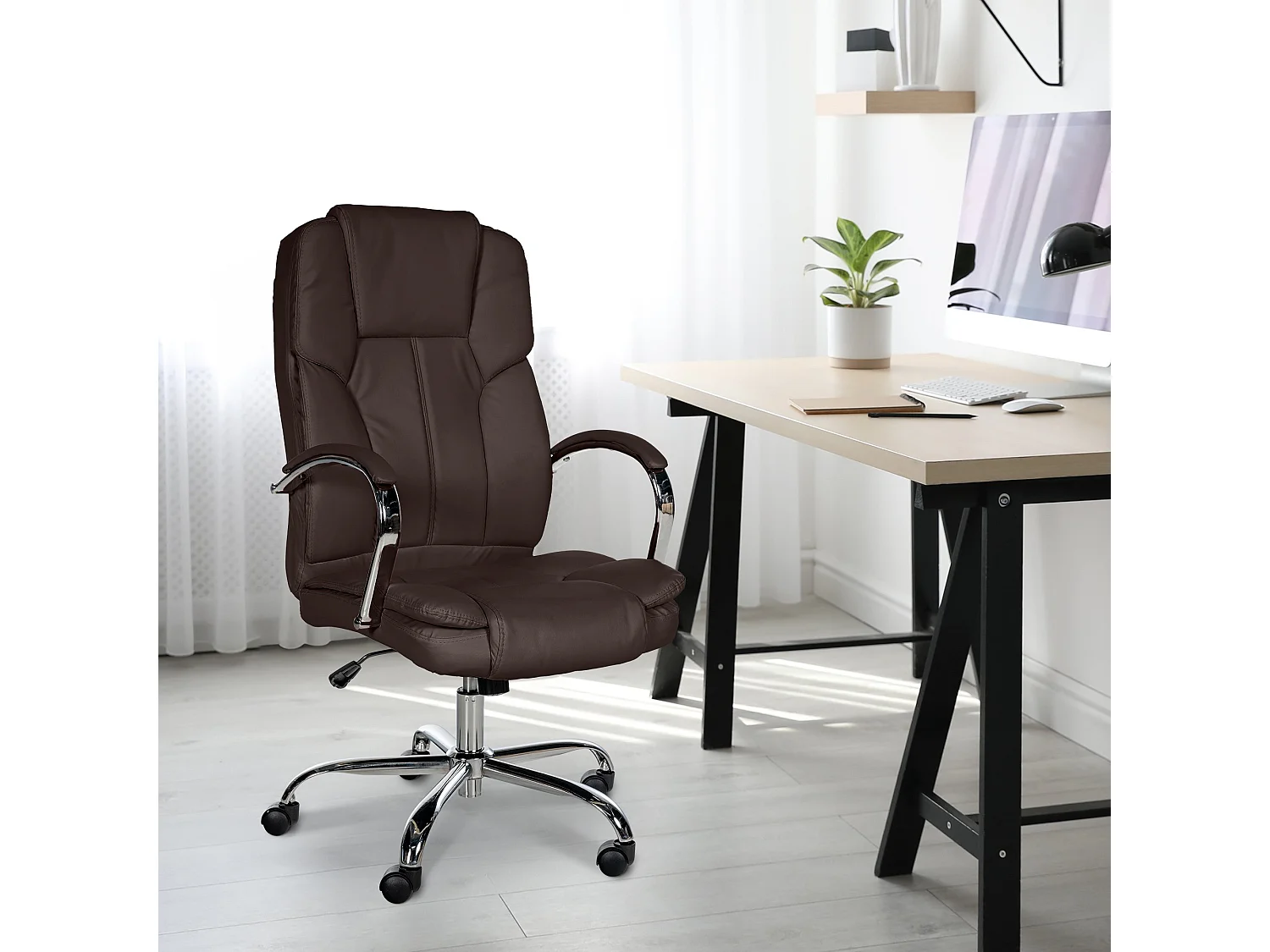 Chaise de bureau - Similicuir & Marron foncé - Marron - XXL Xanthos