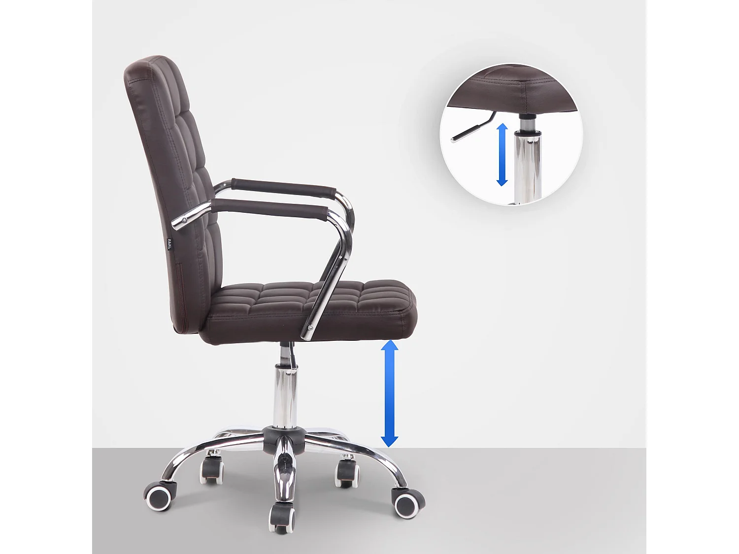 Chaise de bureau - Similicuir & Métal chromé - Marron - Terni