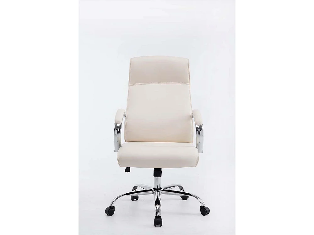 Chaise de bureau - Similicuir & Métal chromé - Crème - Big Lausanne